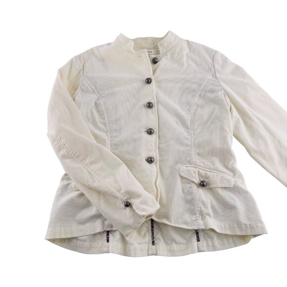 Coldwater Creek Womens Ivory Corduroy Button-Up Jacket Size 14 - Picture 1 of 5